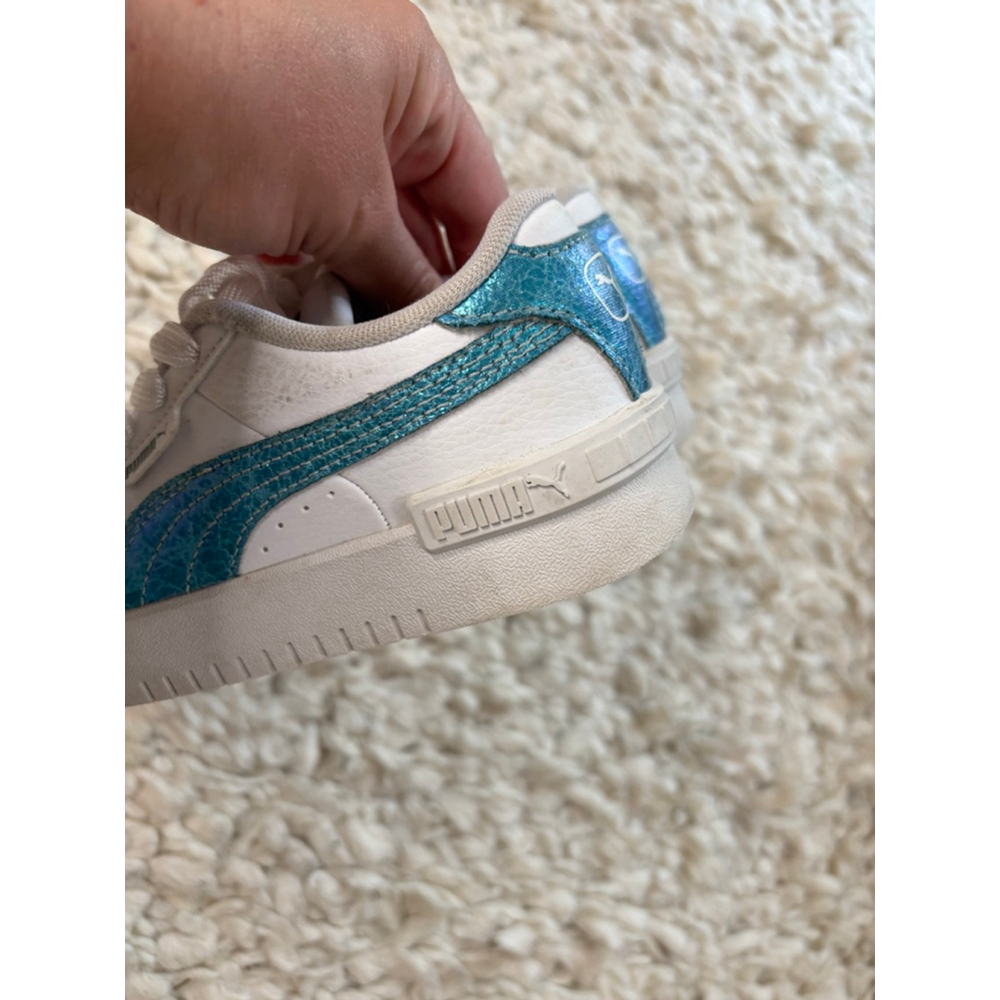 Girls' Puma White & Blue Sparkle Sneakers Size 13 (Little Girl) lace up - Picture 7 of 9